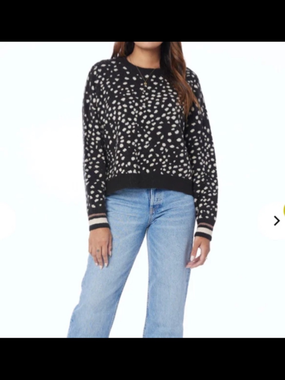 Saltwater Luxe Black Cream Spotted Sweater Boxy Oversized Crewneck Medium